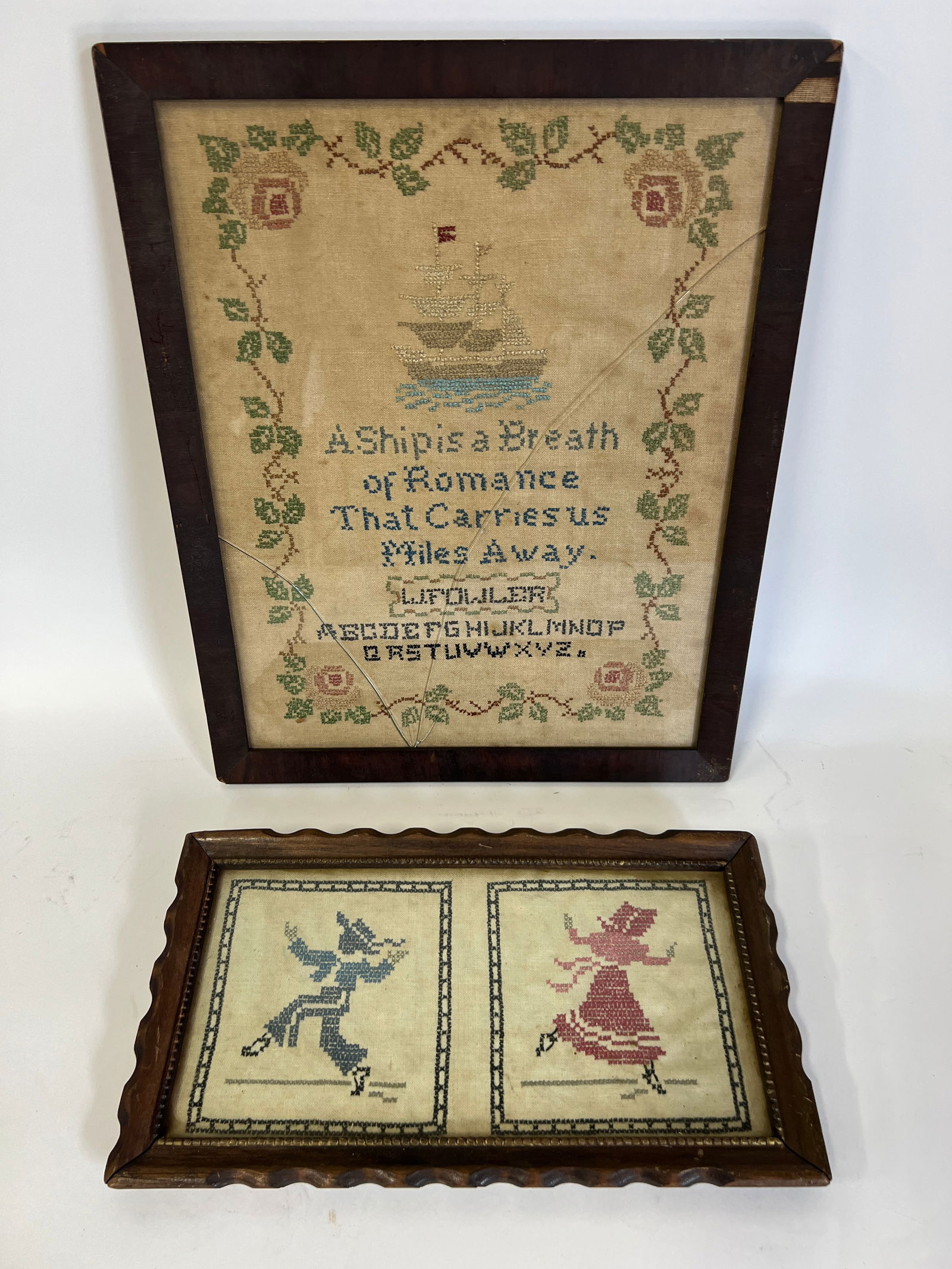 Antique Sampler & a Second Needlwork Pc. (2) (1 of 3)