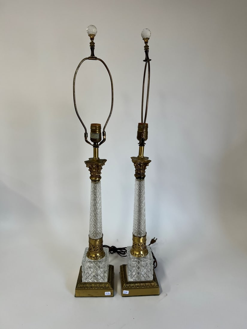 Pr. Crystal & Brass Lamps (1 of 4)