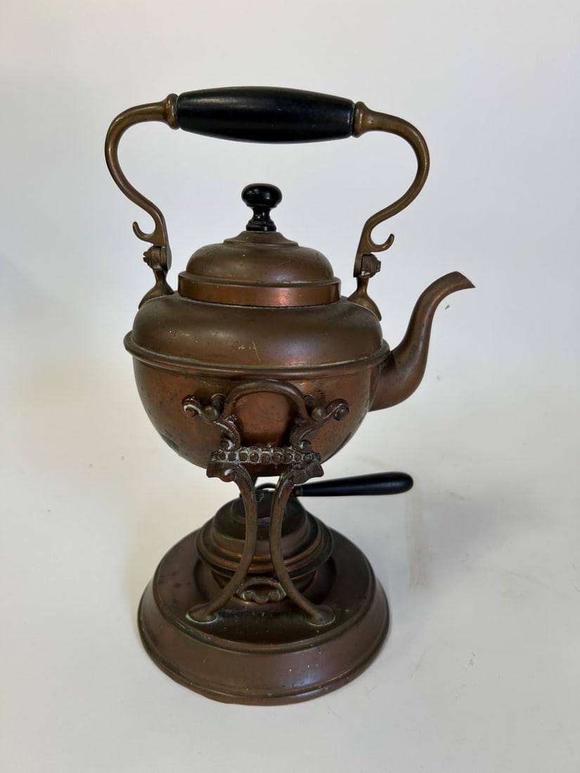 Antique Copper Teapot in Tippler Stand (1 of 3)