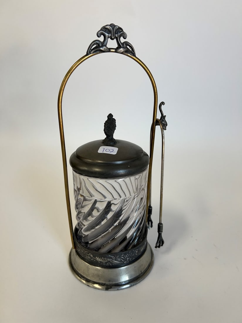 Victorian Silverplate & Crystal Pickle Castor: 10 1/2"H.