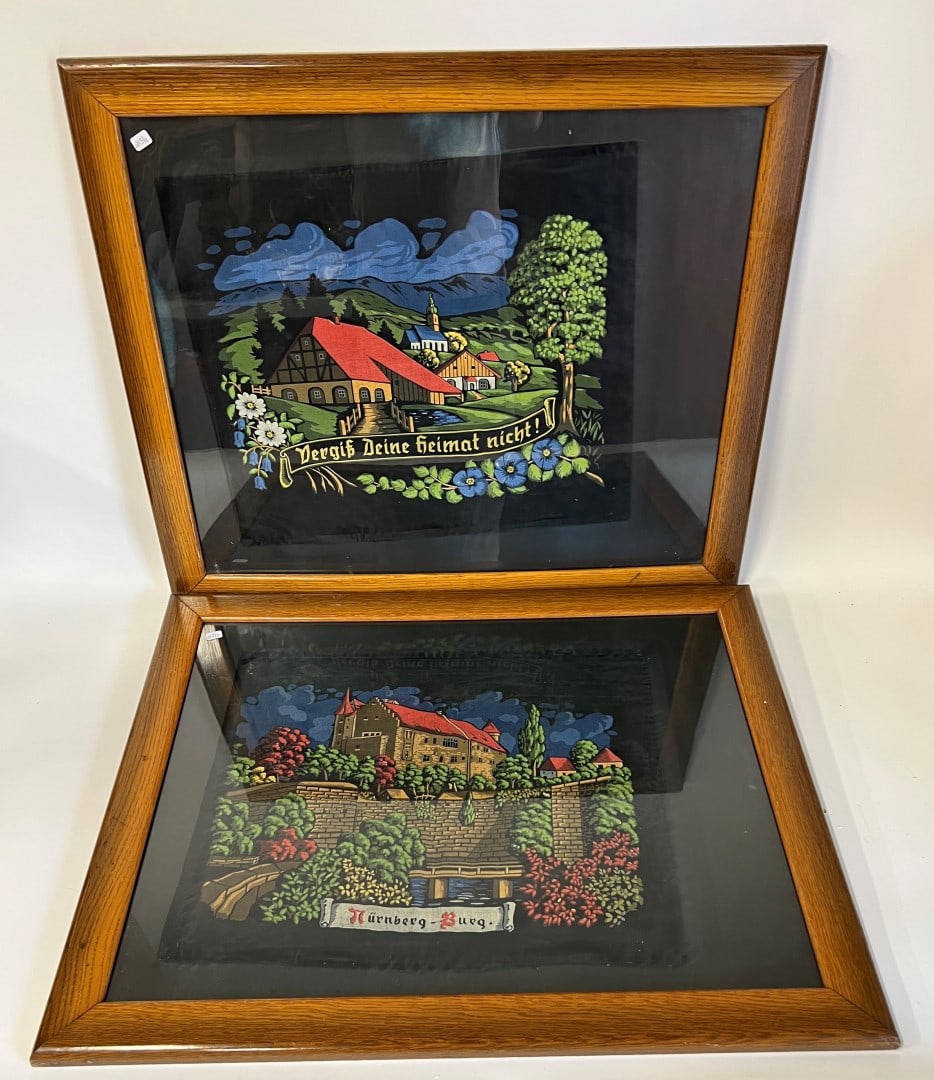 German Fabric Needlework in Antique Oak Frames (1 of 3)