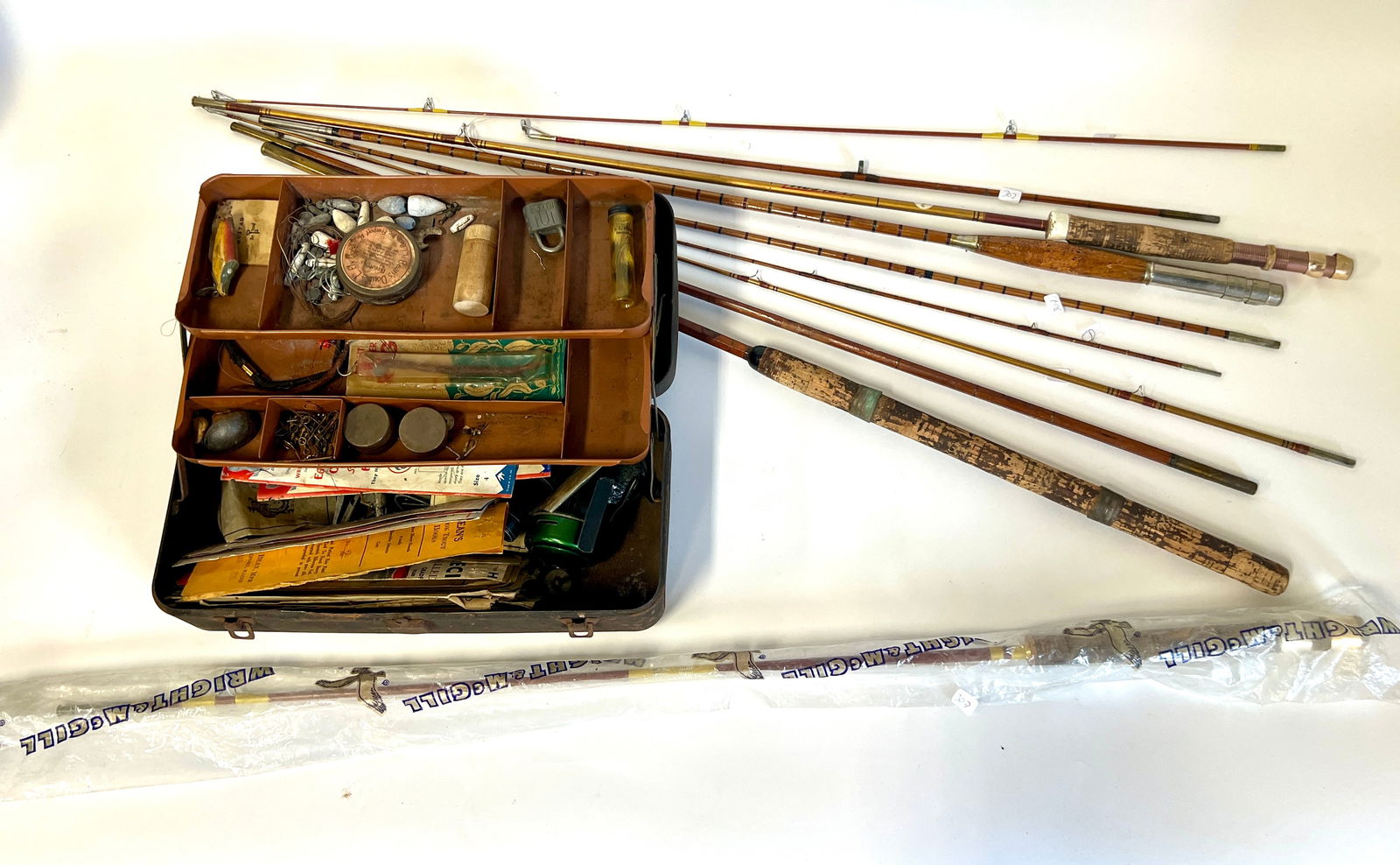 Dealer or Collector's Lot Fishing Rods & Box (1 of 3)