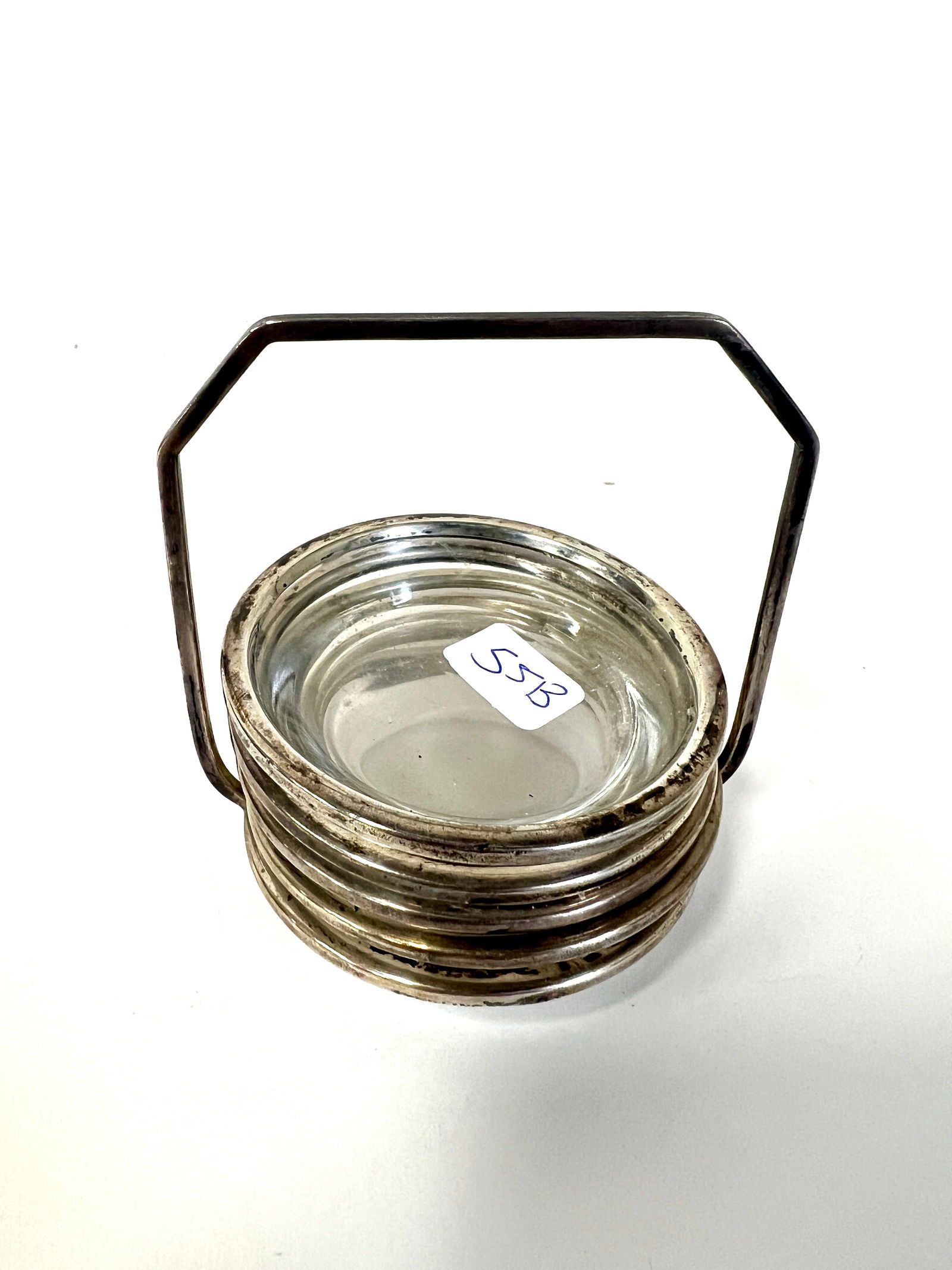 Sterling Silver & Crystal Coasters in Holder (4) (1 of 2)