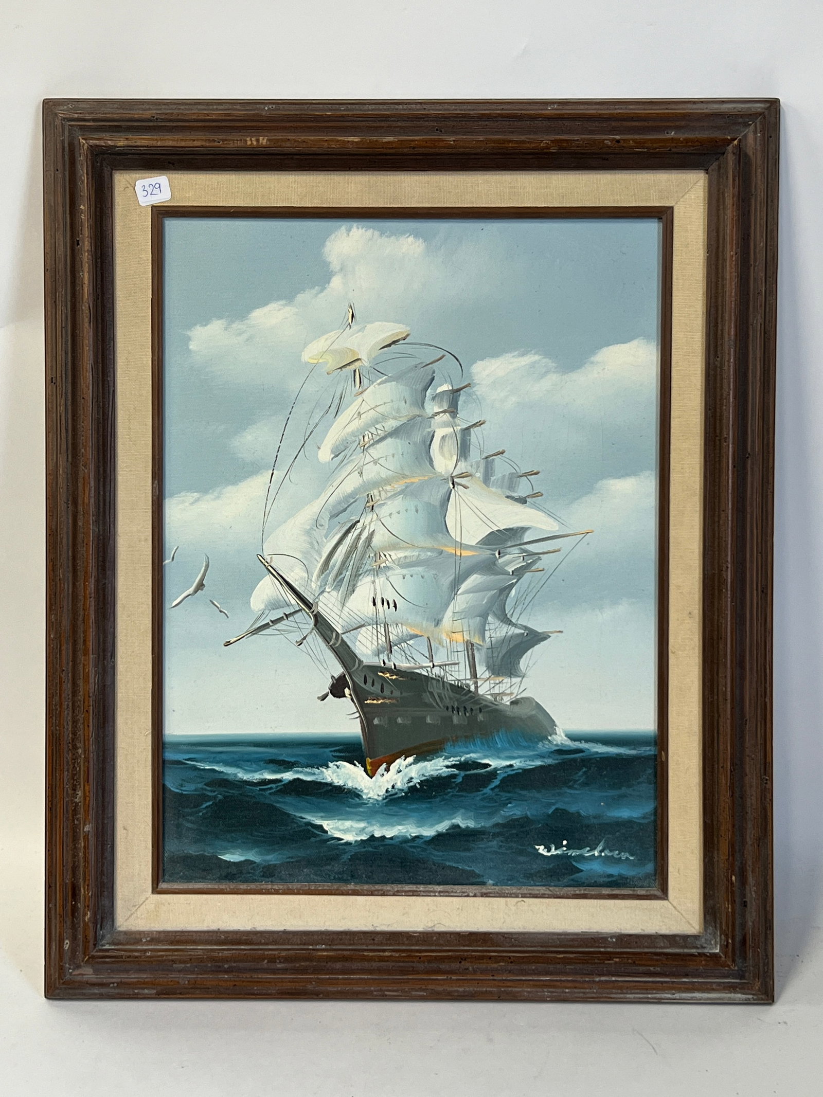 Windham. Oil on Canvas. Clipper Ship: Framed. 21"H x 17"W Overall size