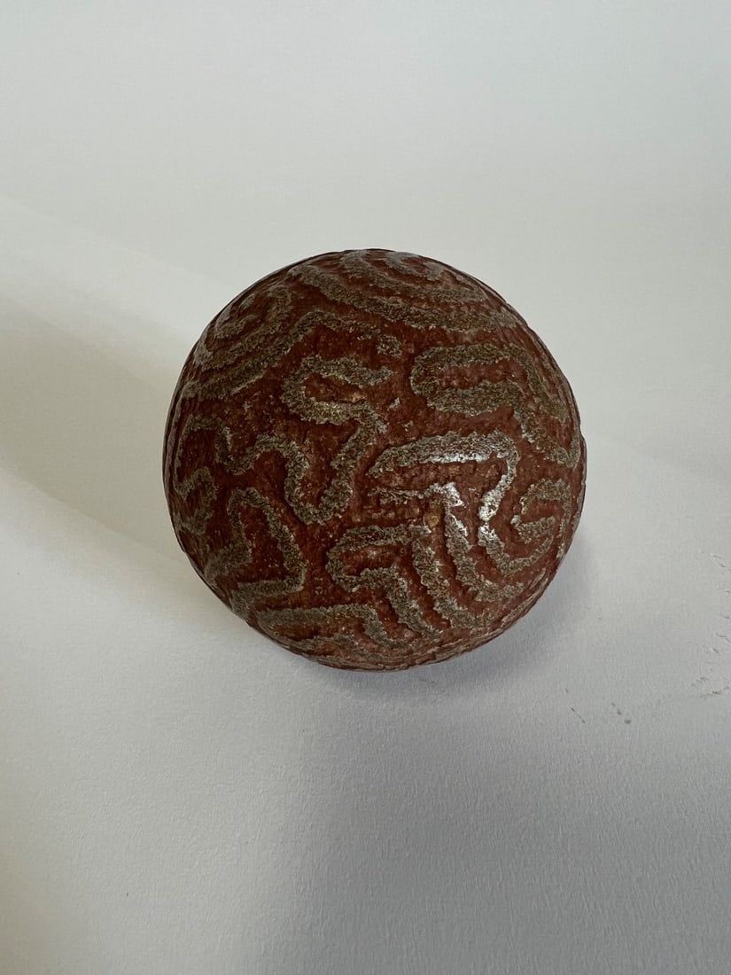 Taino Arawak CeremonIal Carved Ball: Carribean Islands. One of a significant collection being offered in this sale 3"D