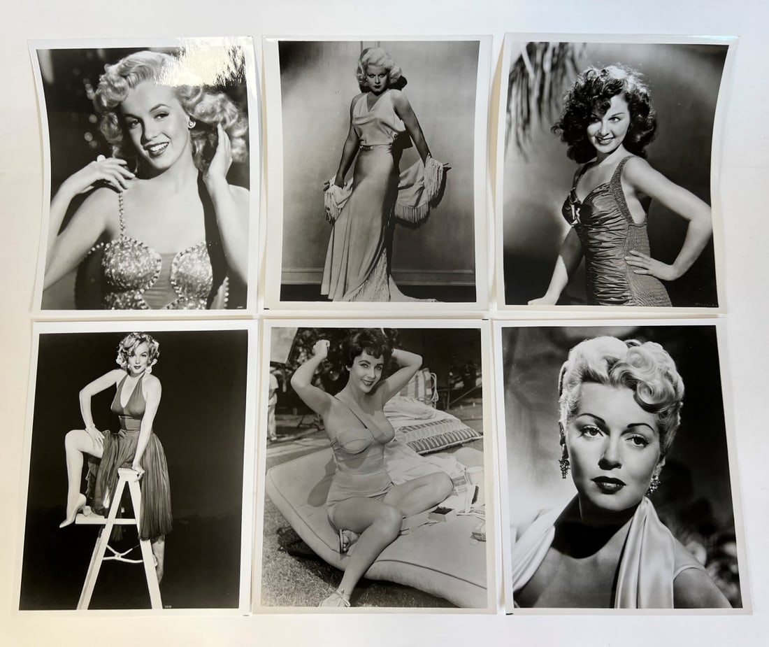Glamour Girl Hollywood Photos (6): Lana Turner, Elizabeth Taylor, Marilyn (2)Carole Lombard and Susan Hayworth. Six in the lot. All 8 x10