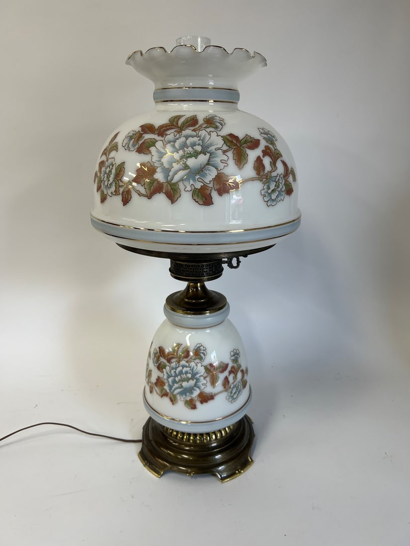 Gone With The Wind Lamp: fFloral decorated. Electrified 27 1/2"H