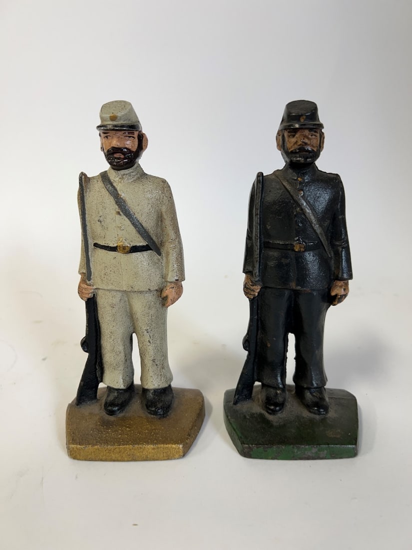Pr. Cast Iron Union & Confederate Soldier Bookends (1 of 3)