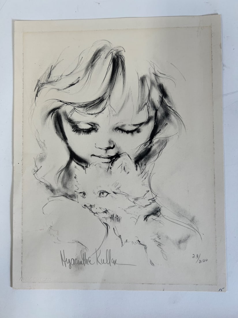Ltd. Ed. Lithograph. Girl with Cat (1 of 3)