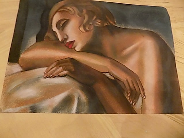 De Lempicka. Mixed Media. "The Sleeper" Sgd. (1 of 2)