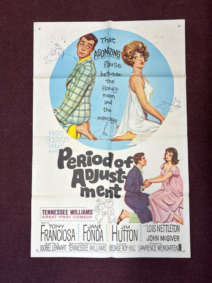 Movie Poster. Period of Adjustment One Sheet: 62/425 marked at the outside. 27" x 41" Good Conditon