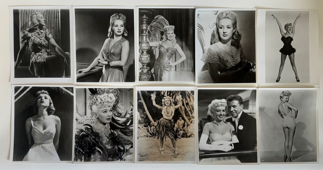 Betty Grable Photographs (10): All black and white. All 8 x 10 Ten in the lot