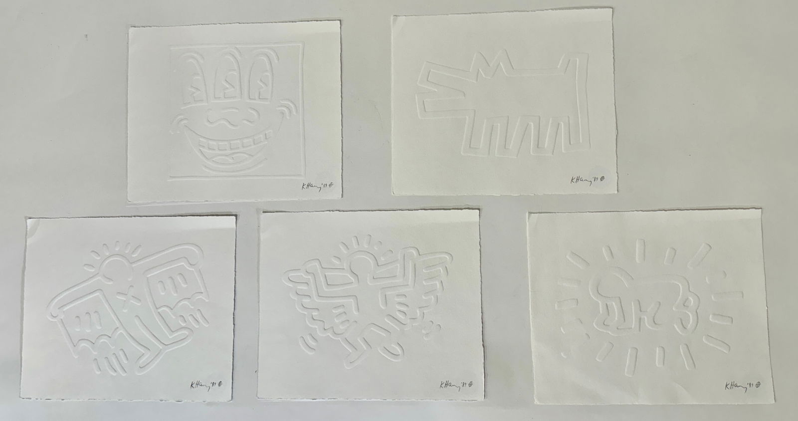 Important Set Keith Haring Embossed Artworks (1 of 4)