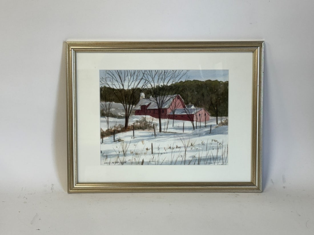 Louise McCutcheon, Watercolor, Sqd. Framed: 13 1/2" x 17 1/2" Barn in Winter