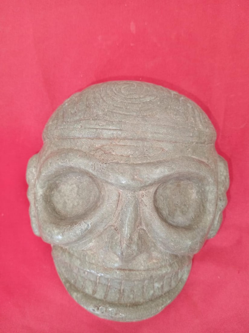 Black Stoneware Ancestral Head Carving (1 of 3)