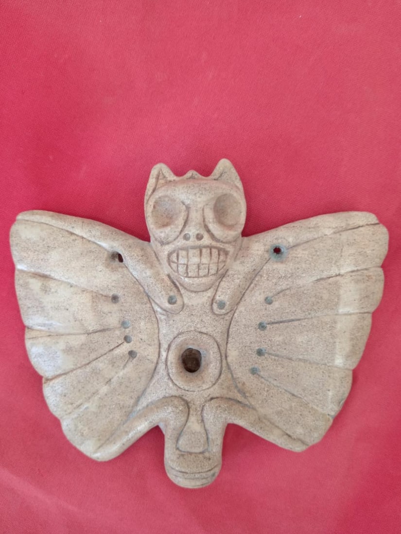Taino Arawak Batman Stone Medallion: As pictured 4 3/4"H x 5 1/2"W