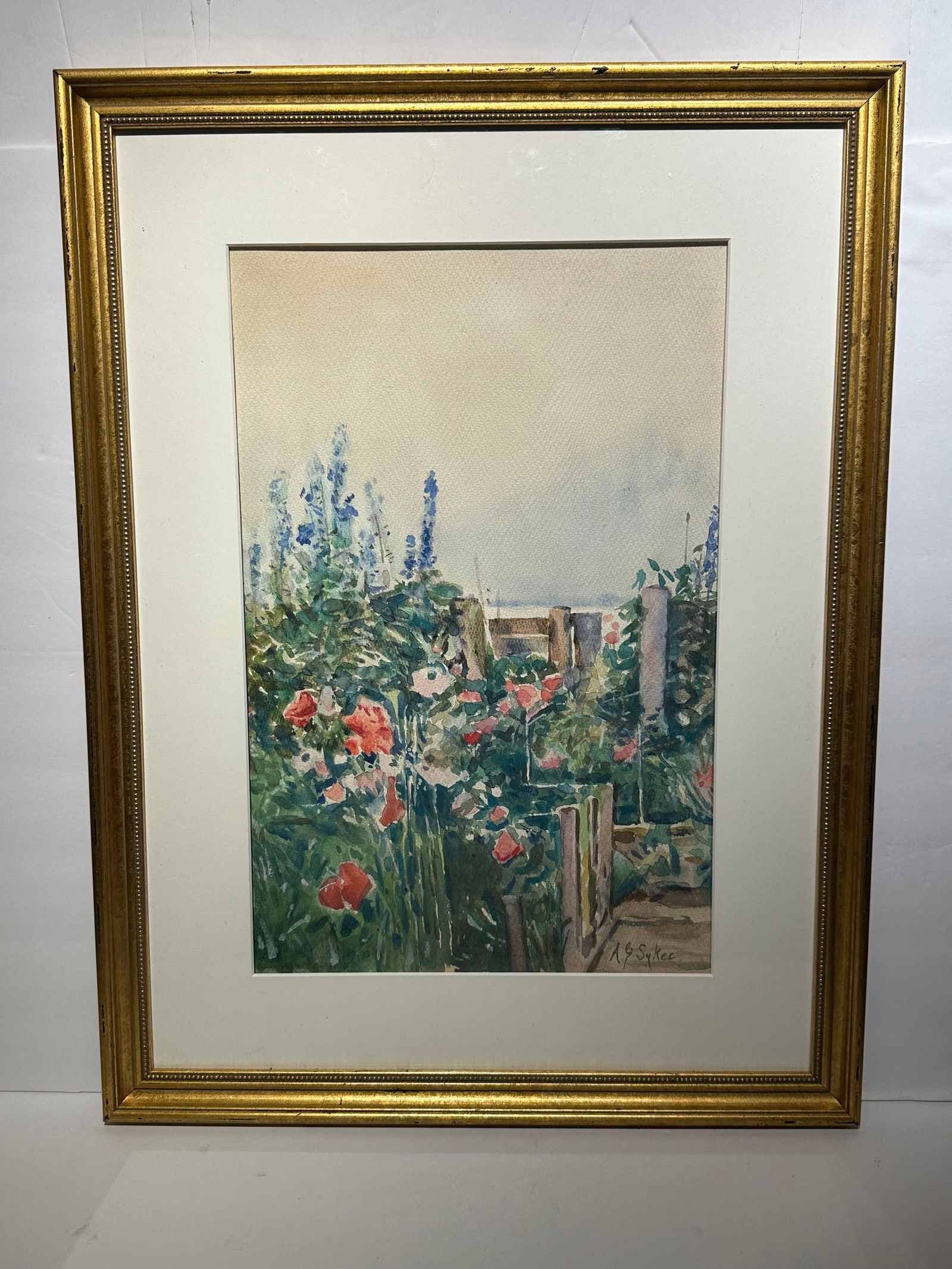 Annie Sykes; American Watercolor Flower Garden - Isle of Shoals Signed (1 of 4)