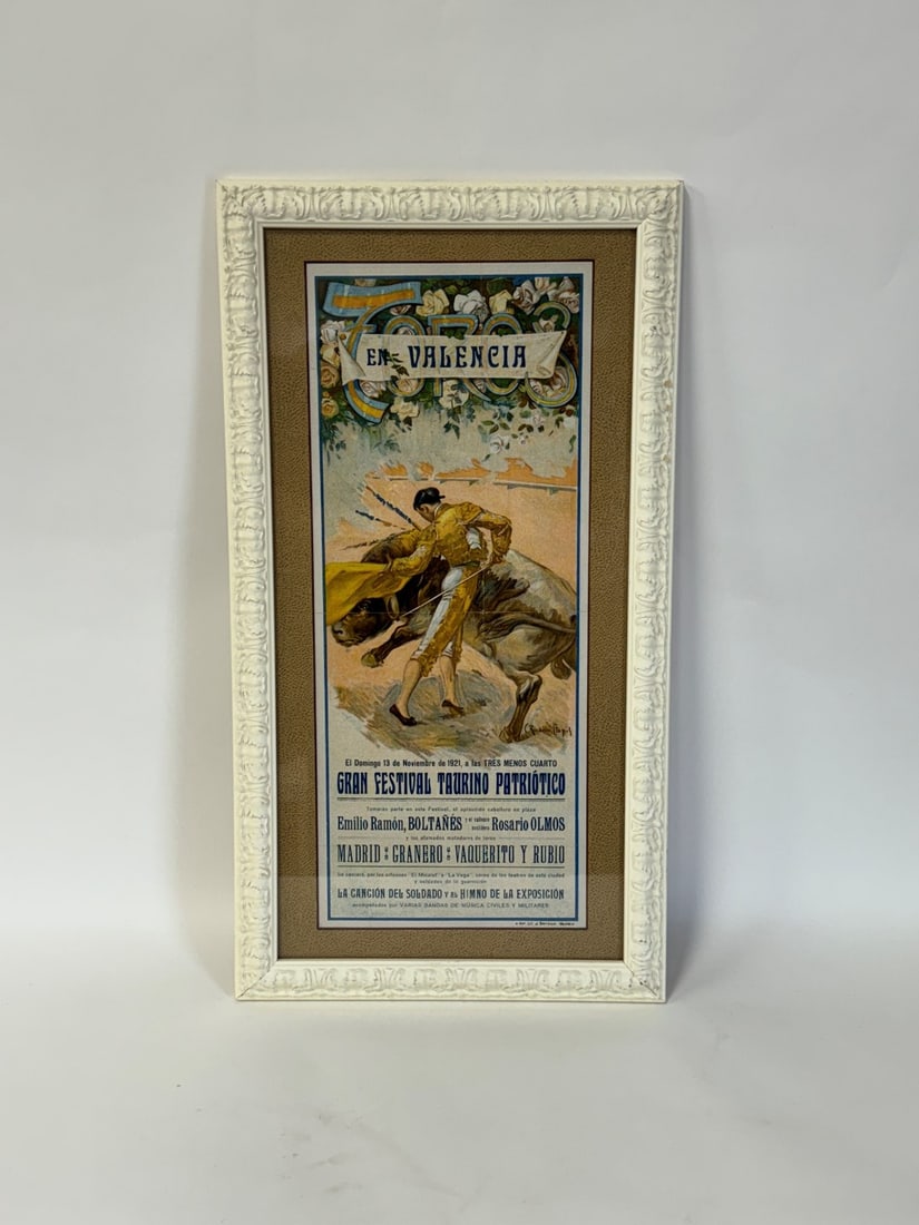 Spanish Bull Fight Poster on Linen (1 of 2)
