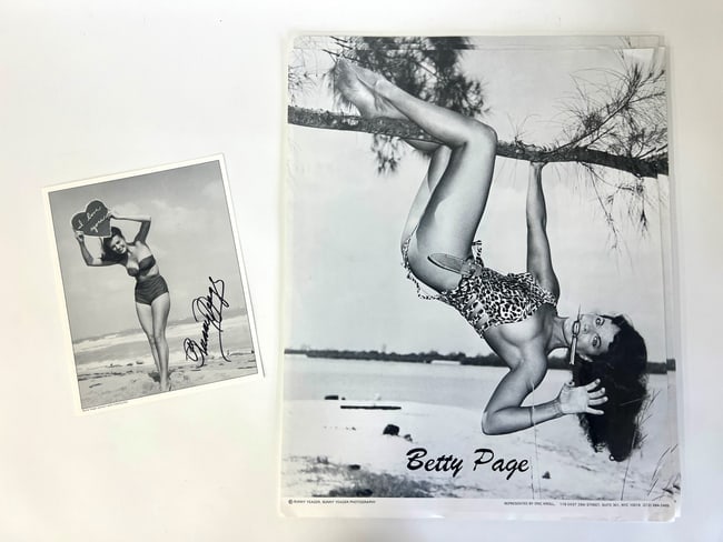 Bunny Yeager Sgd. Photo and Dealer's Lot of Bettie Page Posters (55) (1 of 3)