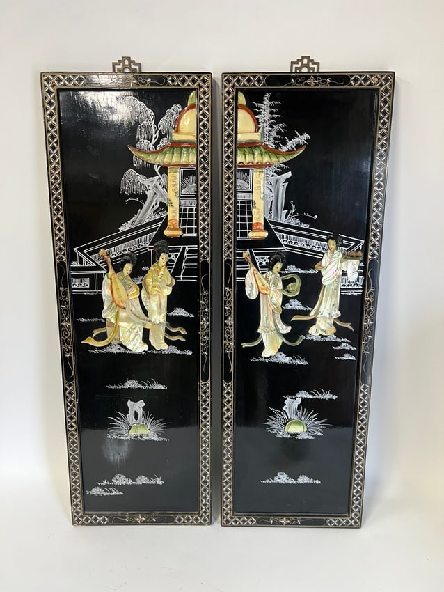 Pr. Chinese Lacquered & MOP Panels (1 of 4)
