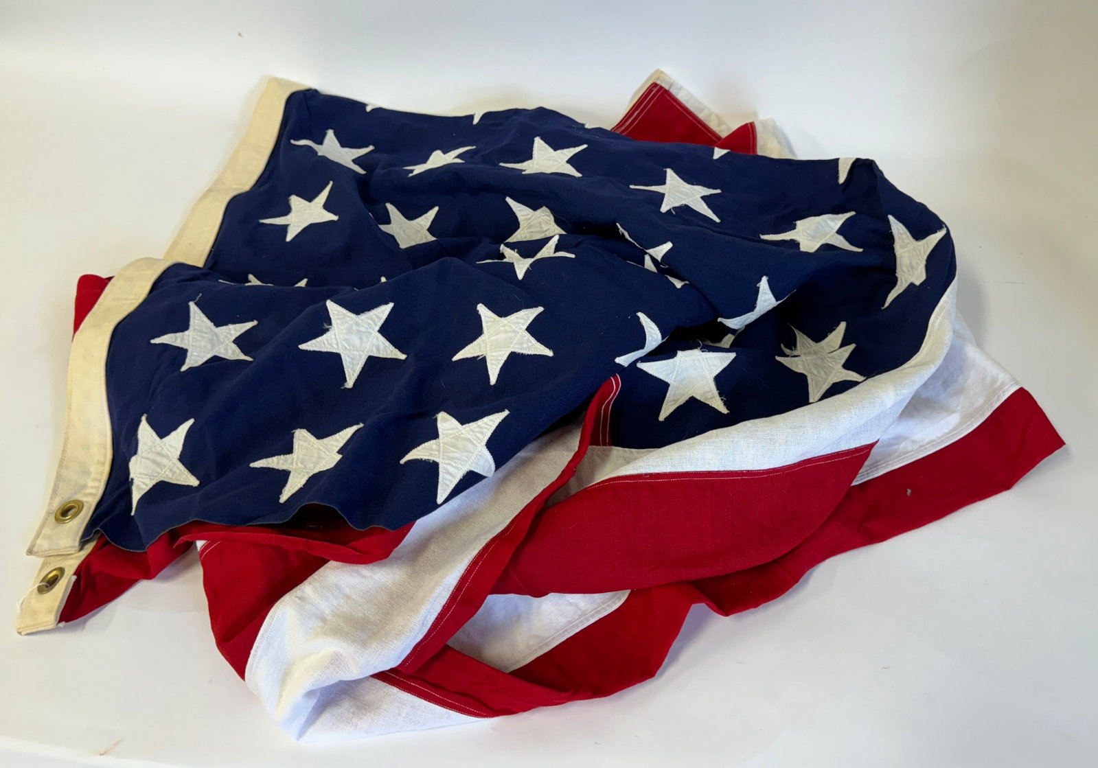 Annin & Co. 48 Star American Flag: With brass grommets. 5 ft. high x 9 1/2 ft. wide. Marked Annin & Co