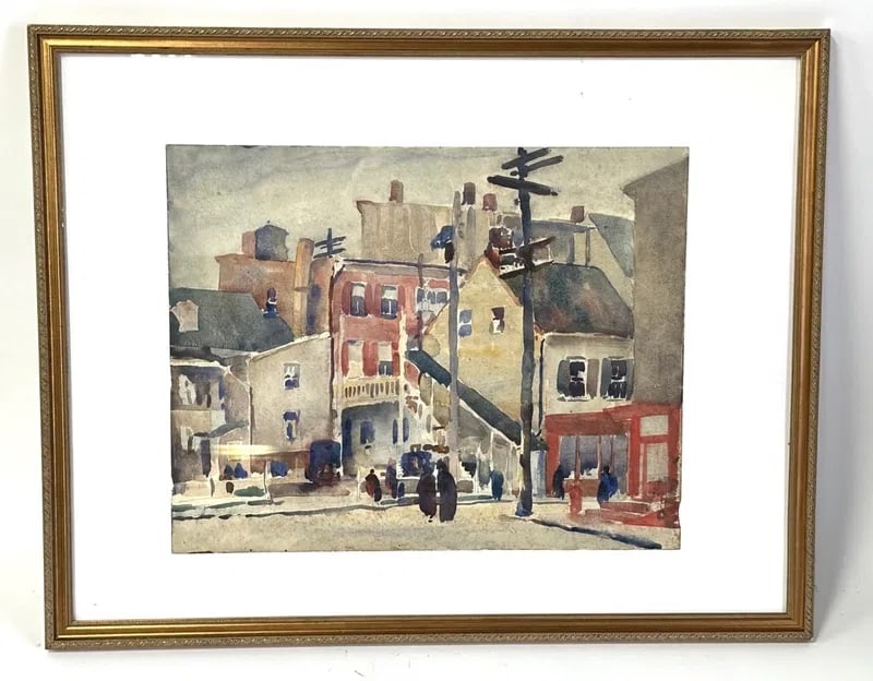 Stuart Davis(attributed to) American Watercolor - Lower Eastside (1 of 4)
