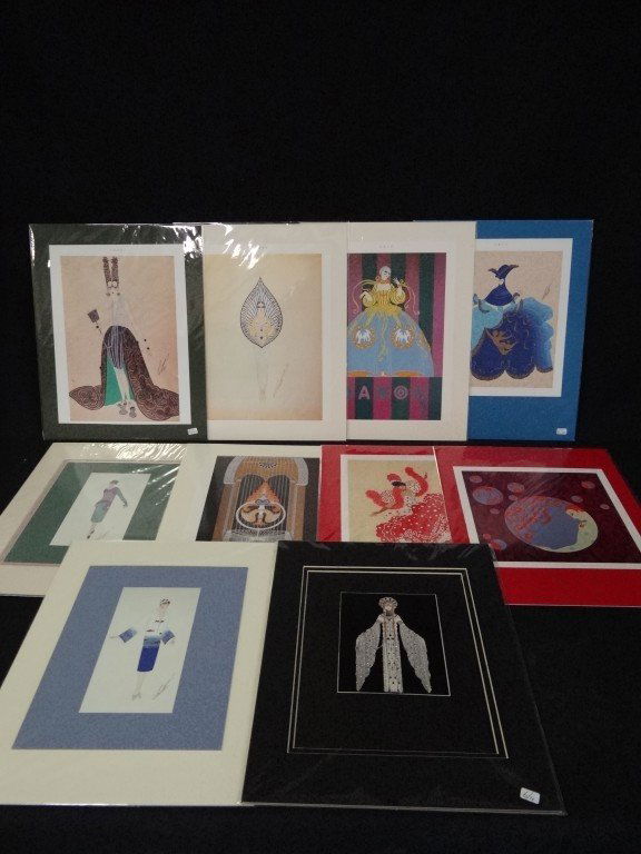 Ten(10) Erte prints: Erte costume design prints. Matted; 14in. X 11in.(overall size)