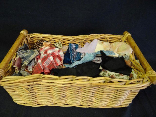 Lot of Vintage Fabrics & Linens: The lot includes fabric and clothing pieces to include sequined, beaded, silk etc. Also some lace trimmed petticoats, scarves, etc.