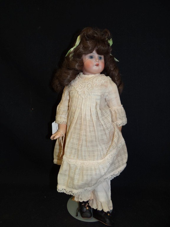 Lonfornier & Cie Bisque Head Doll: Bisque head doll. Sleep eyes. Open mouth 15 pc. composition body. 15"H.