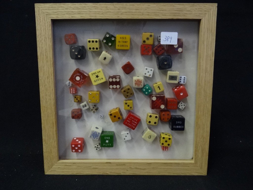 Designer Framed Vintage Dice: 9.25in. X 9in.
