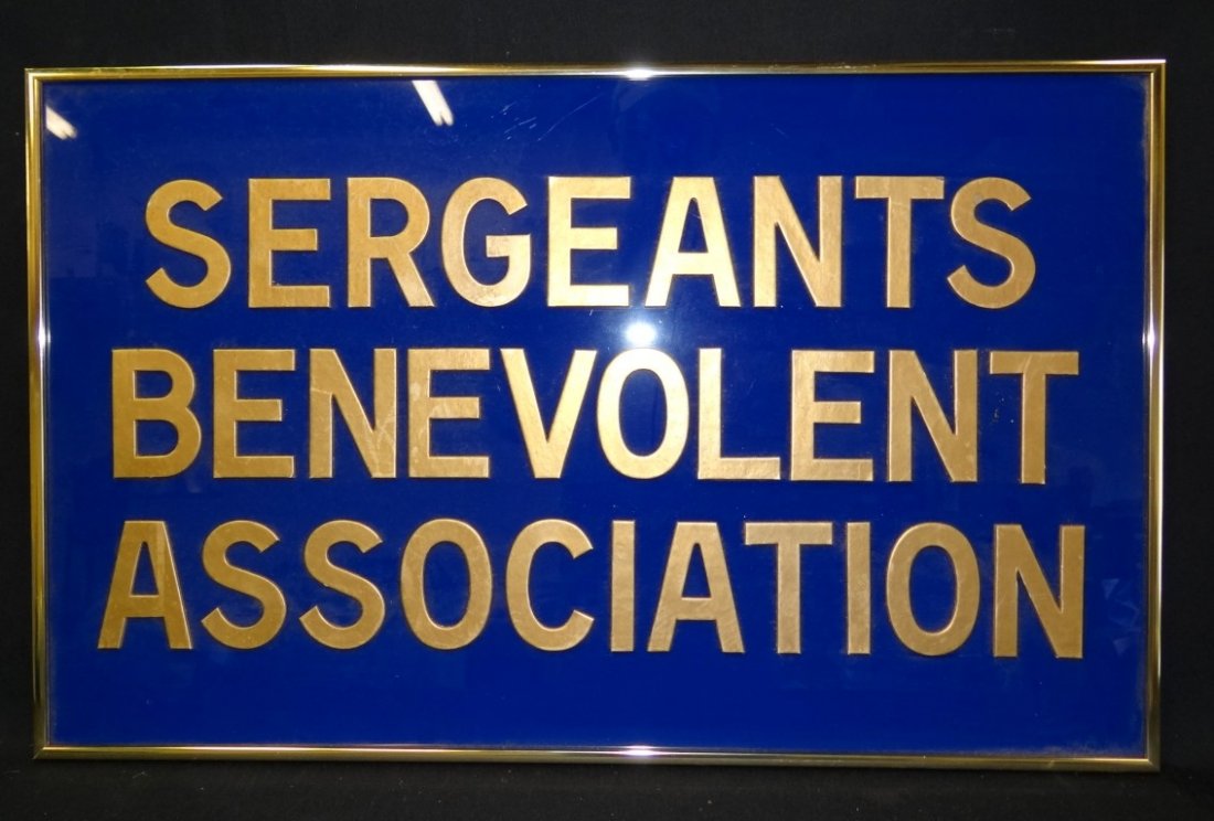 Vinage NYPD Police Sign: Sergant's Benevolent Association signe; 16.5in. X 26.5in.