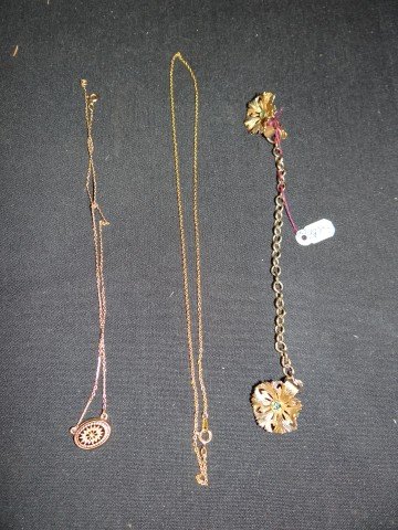 Lot of Costume Necklaces (3): Three in the lot. Simulated Victorian locket. Simulated Diamond etc.