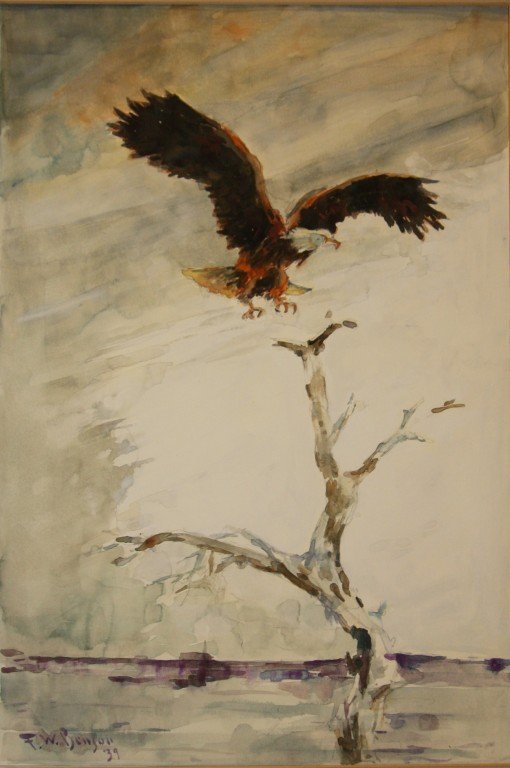 Frank W. Benson; American watercolor painting sig: Watercolor, American Eagle signed l.l. and dated '39; 15in. X 10in.(sight size)