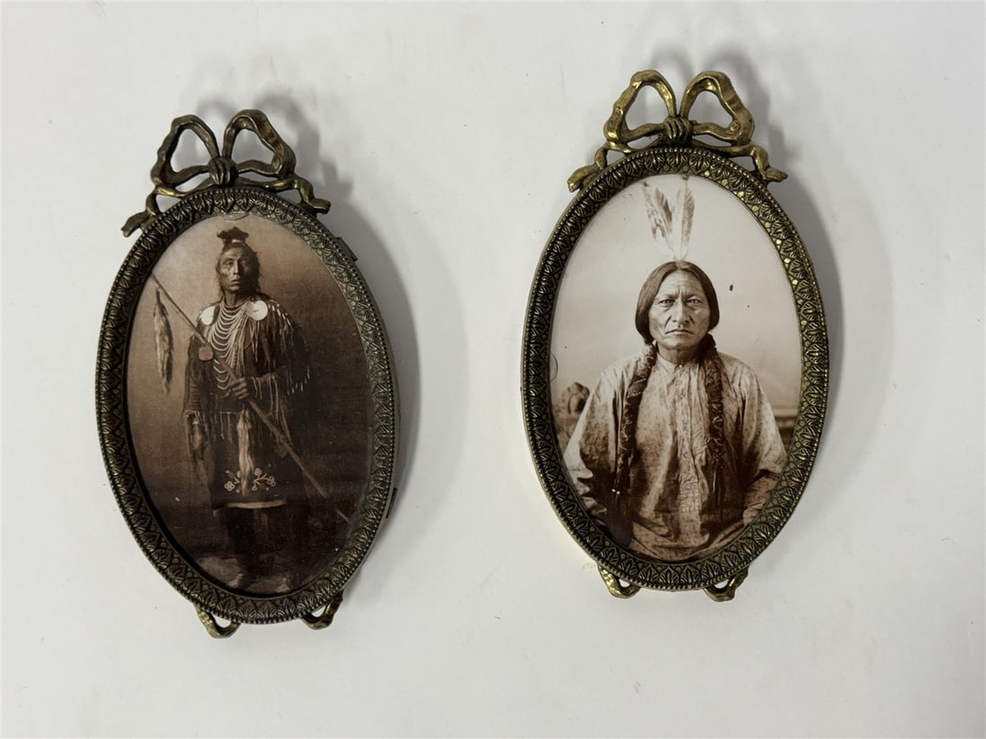 Pr. Framed Indian Photographs: Oval 6 3/4"H x 5"W