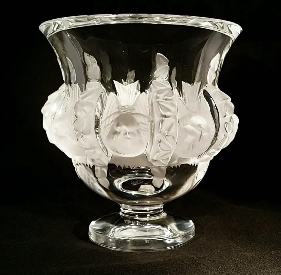Lalique Vase Sgd. Lalique Paris: Crystal vase. Sgd. Lalique, Paris. 5"H x 4.5:D.