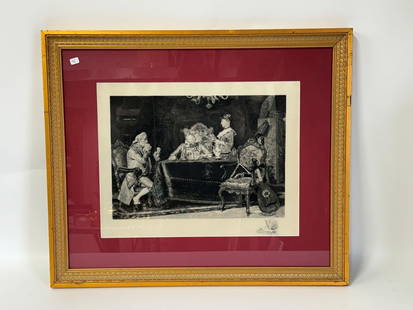 Francisco Masriera(after); Framed Print on Silk: Framed print on silk. Cornered. After Francisco Masriera Y Manovens; 14in. x 18in.(image), 22.5in. x 26.5in.(framed)