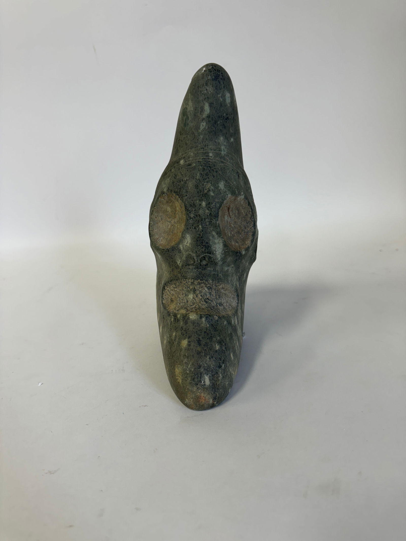 Taino Arawak Facial Stoneware: Carribean Islands 1000-1500 AD. 8 1/2"H x 3 1/2"W