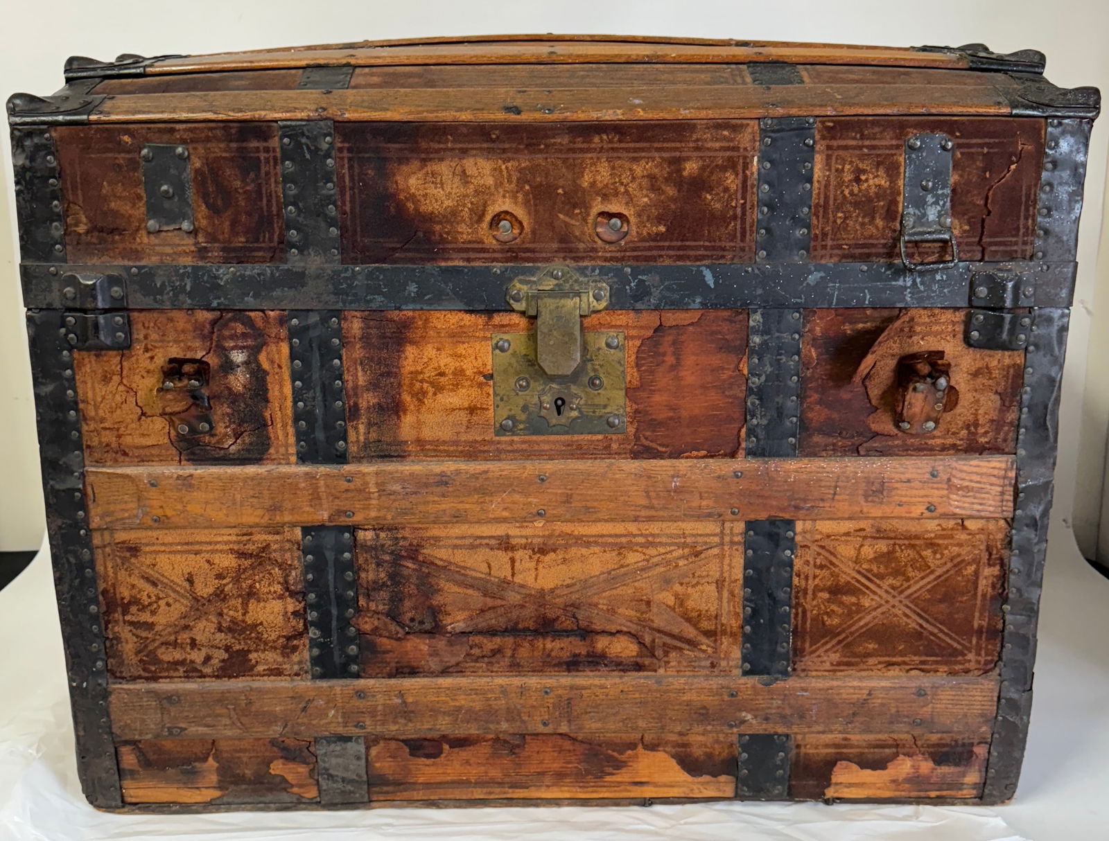 Antique Dome Topped Iron Bound Trunk (1 of 6)