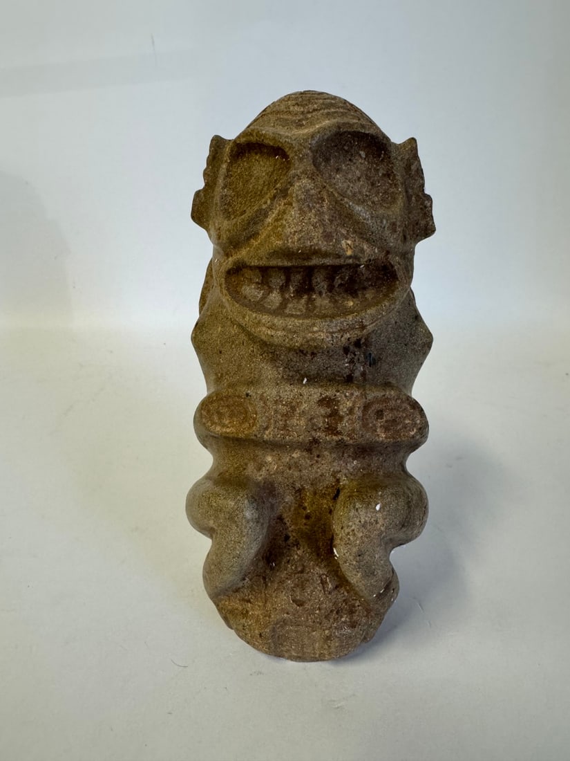 Taino Arawak Crouching Figure: Caribbean Islands 1000-1500 BC 9 1/2"H x 4 1/2"W