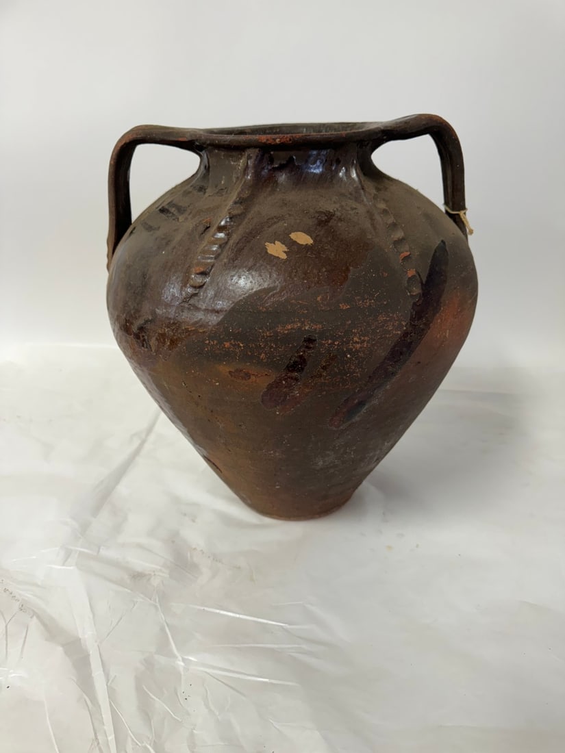 Antique Potterry Double Handled Vase (1 of 3)