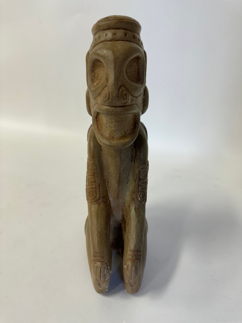 Taino Arawak Seated Figure: Caribbean Islands 1000-1500 BC 10 1/2"H x 6 1/2"W