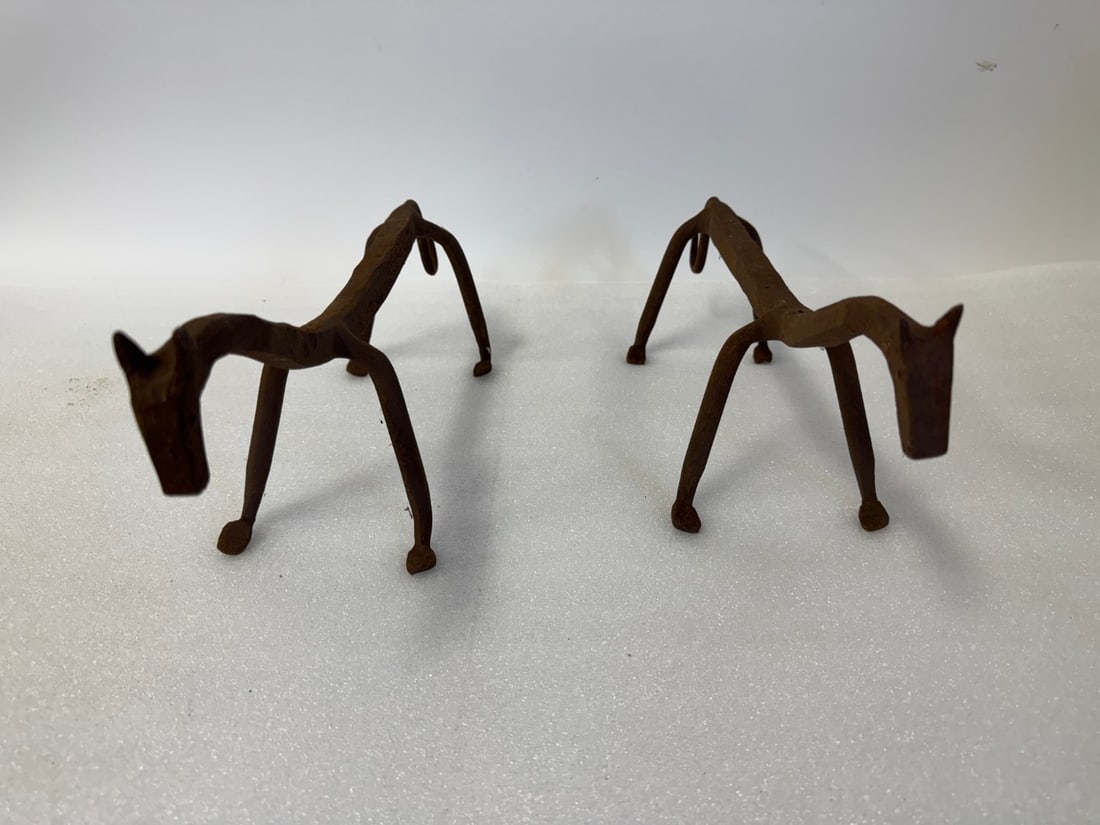Three(3) Pair of Primitive Iron Fireplace Skewer Rests (1 of 6)