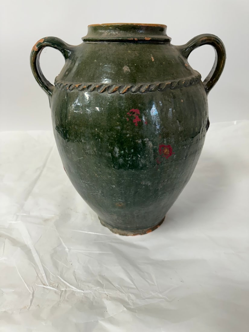 Antique French Redware Pottery Pot (1 of 3)