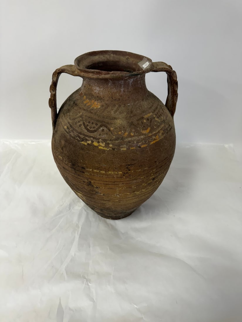 Antique French Redware Pottery Pot (1 of 3)