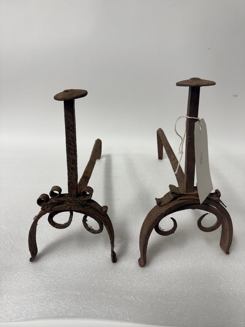 Pair of Primitive Forged Iron Andirons (1 of 4)