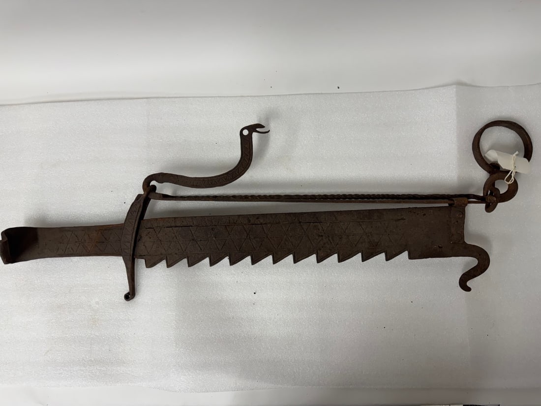 Primitive Forged Iron Sawtooth Trammel Cooking Tool (1 of 4)