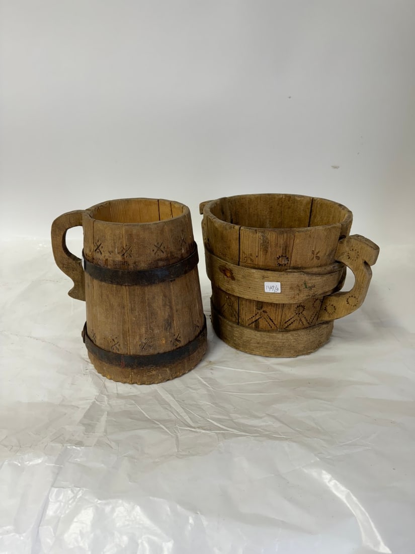 Three(3) Primitive Wood Buckets (1 of 2)