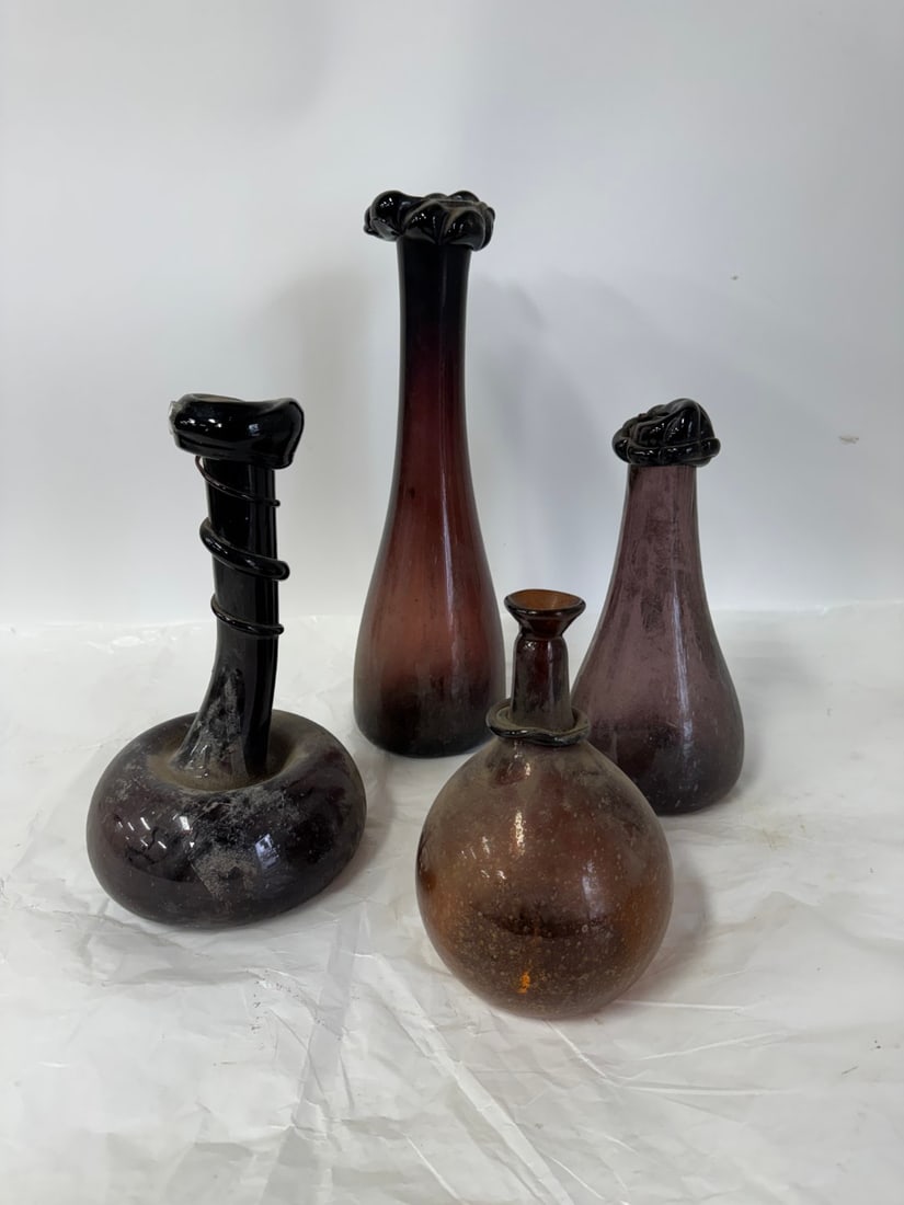 Four(4) Early Colored Glass Bottles (1 of 5)