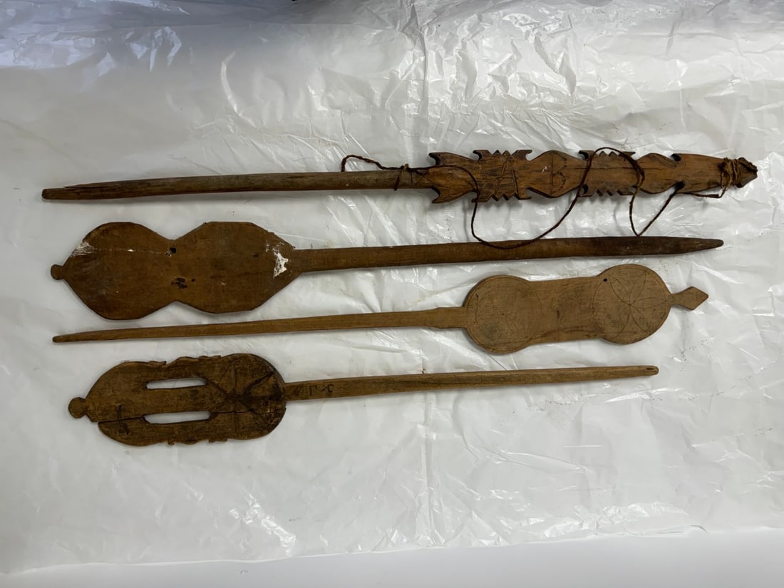 Four(4) Primitive Wood Paddles: Various sizes