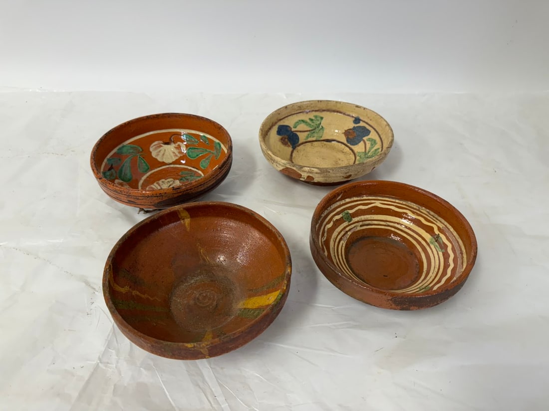 Four(4) Redware Pottery Bowls (1 of 2)